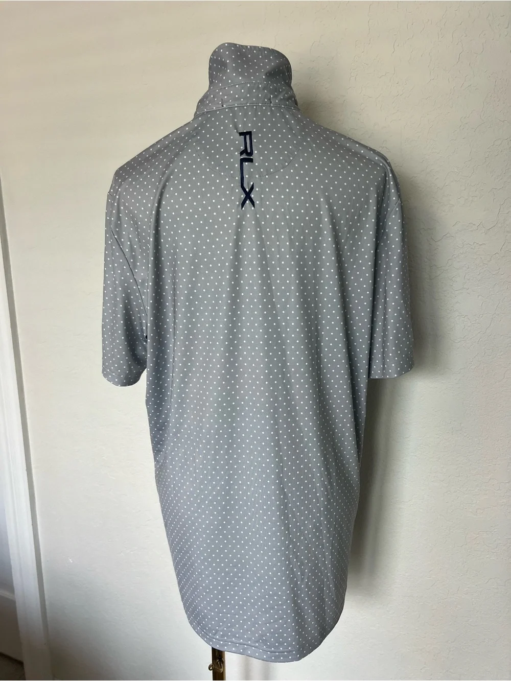 Ralph Lauren RLX Golf Polo Shirt Men S Gray Polka Dot Performance Wicking